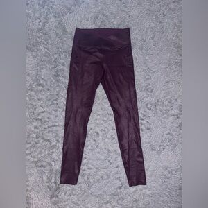 Fanka Women’s Purple Body Sculpt Faux Leather Compression Reversible Leggings XL
